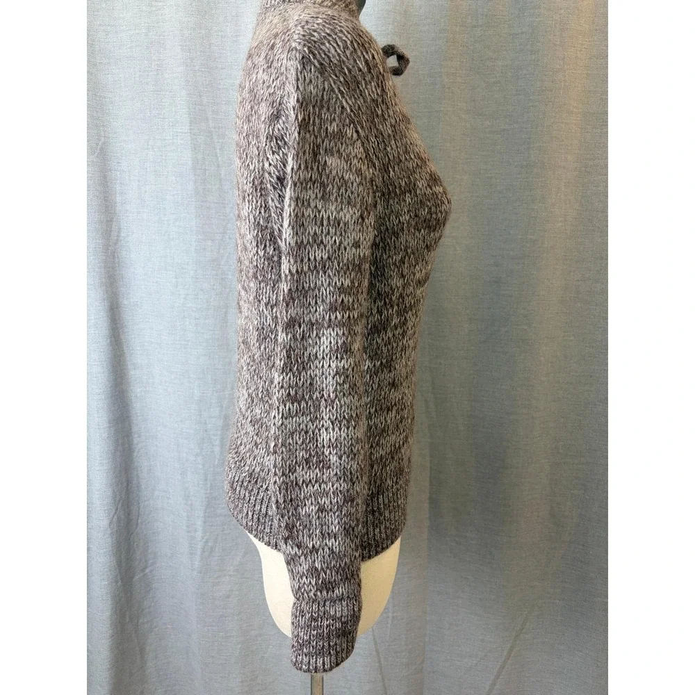 Vintage Florentine Flowers Brown Marled Knit‎ Tie Neck Sweater Wool Blend 44